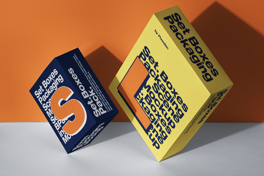 Packaging Psd Box Mockup Set Scene