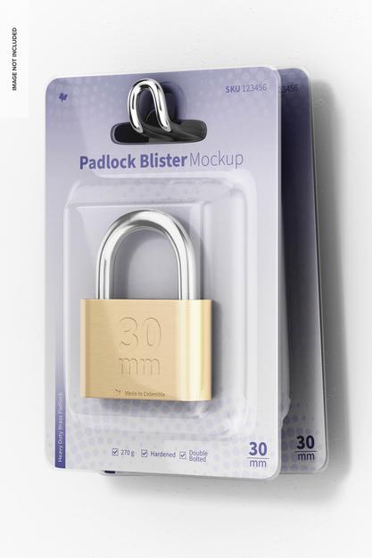 Padlock Blister Mockup Psd