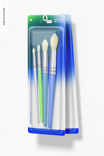 Paint Brush Set Mockup, Hanging Psd