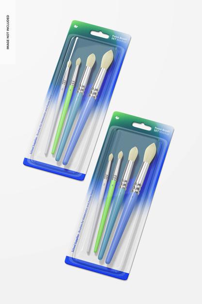 Paint Brush Set Mockup, Perspective Psd