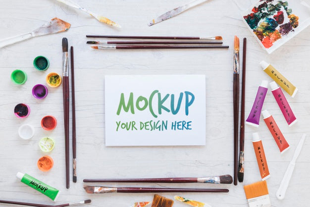 Paint Brushes Frame Mock-Up Psd