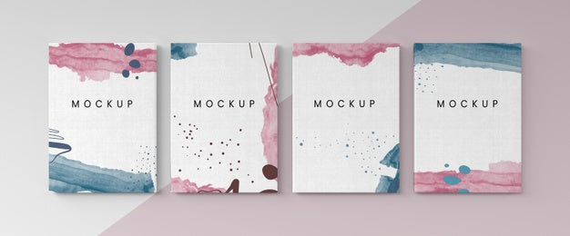 Painted Canvas Arrangement Above View Psd