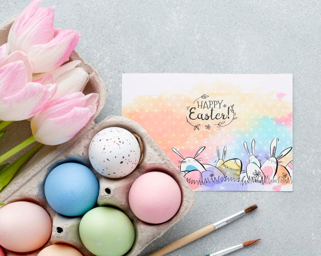 Painted Eggs For Easter Psd