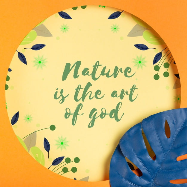 Painted Leaf Beside Paper Shape Concept Psd