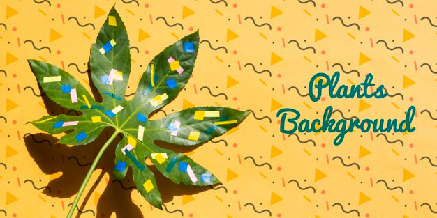 Painted Plant Leaves Mock-Up Psd