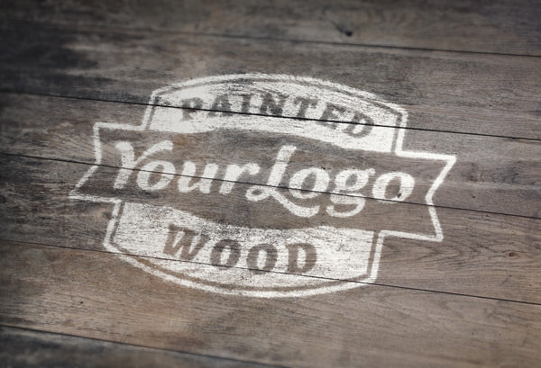 Painted Wood Logo Mockup