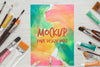 Painting Brushes And Watercolors Mock-Up Psd