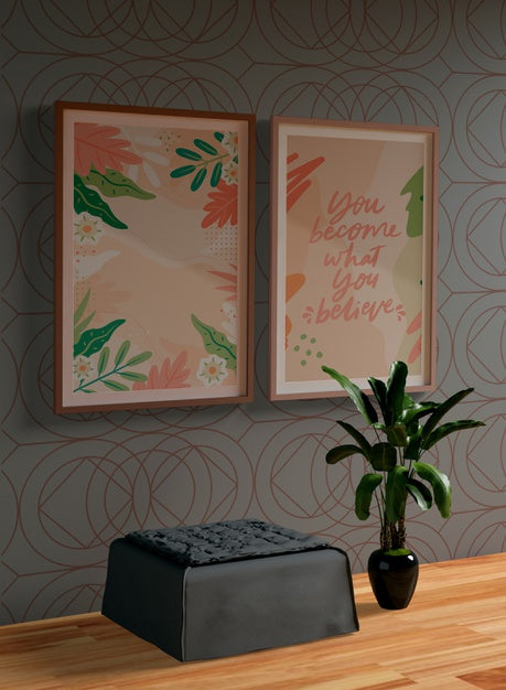 Painting Frames Mock-Up On Wall Psd