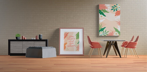 Painting Frames With Empty Space In Living Room Psd