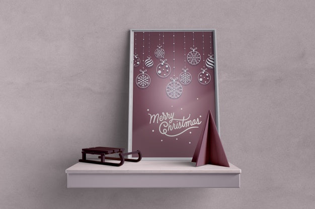 Painting On Shelf With House Miniatures Beside Psd