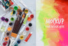 Painting Watercolors And Brushes With Mock-Up Psd