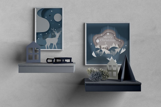 Paintings On Wall With Christmas Theme Psd