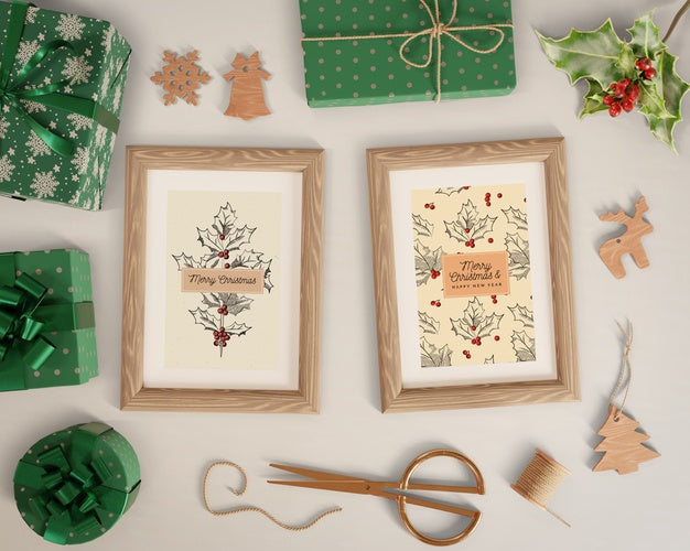 Paintings With Christmas Theme Mock-Up Psd