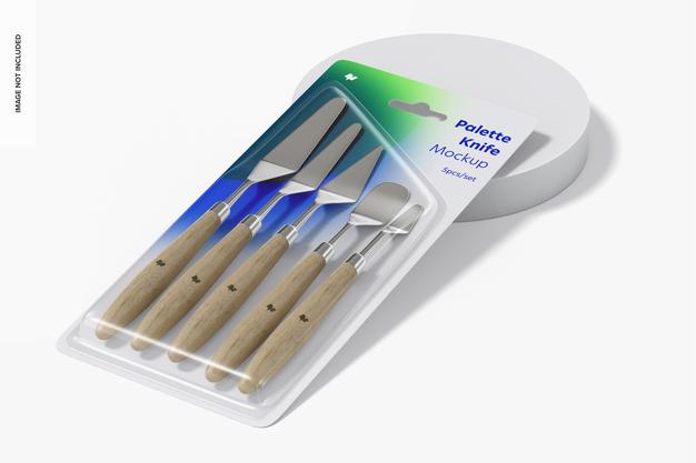 Palette Knife Set Mockup, Dropped Psd