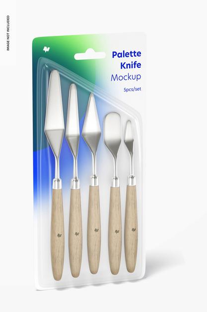 Palette Knife Set Mockup, Perspective Psd