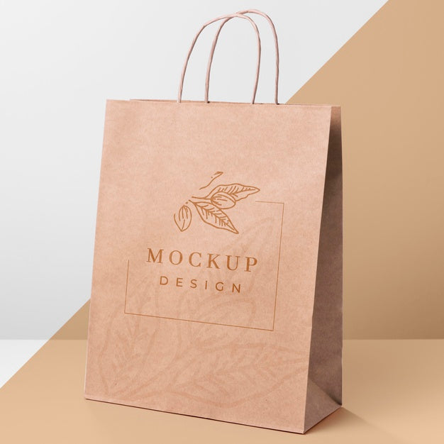 Paper Bag Mock-Up On Bicolor Background Psd