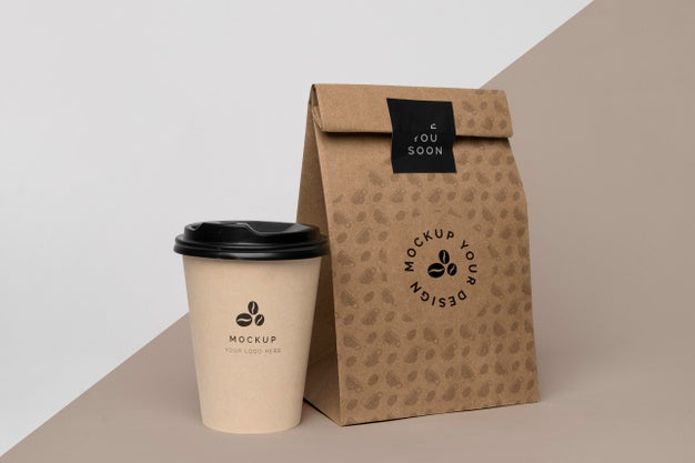 Paper Bag With Coffee Mock Up Psd