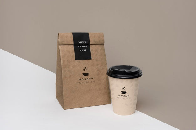 Paper Bag With Coffee Mock Up Psd