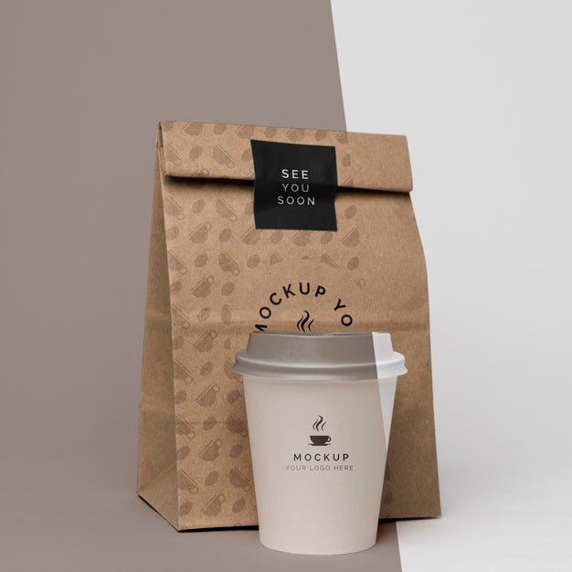Paper Bag With Coffee Mock Up Psd