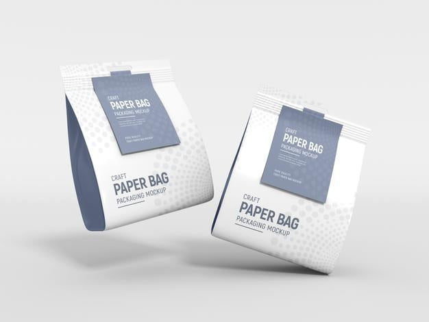 Paper Bag With Tag Label Packaging Mockup Psd