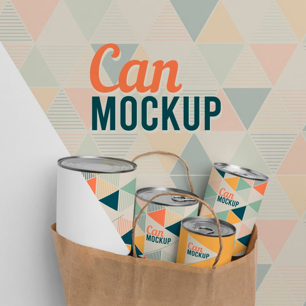 Paper Bag With Tin Cans Psd
