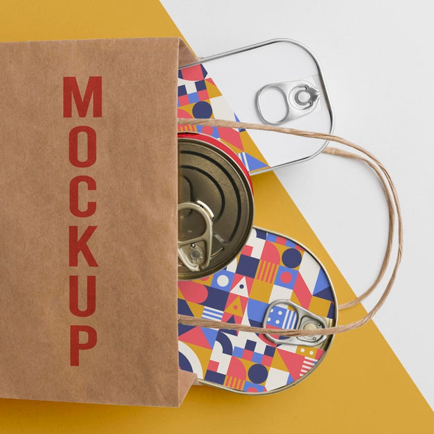 Paper Bag With Tin Cans Psd
