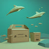Paper Bags With Dolphins For Ocean Day Psd