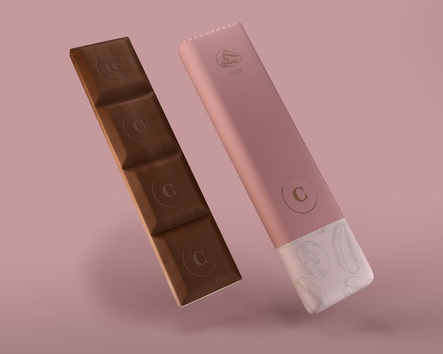 Paper Chocolate Bar Wrapping Mock-Up Psd