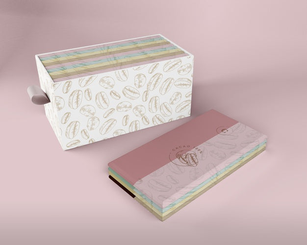 Paper Chocolate Tablet Wrapping And Box Mock-Up Psd