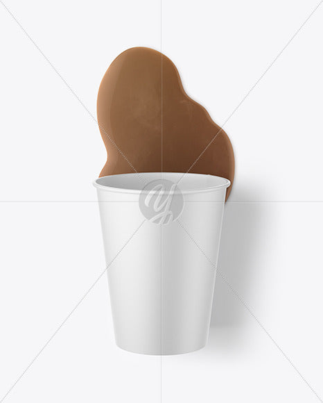 Paper Coffee Cup W/ Spilled Latte Mockup