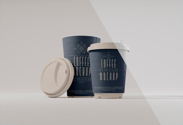 Paper Coffee Cups Branding Arrangement Psd