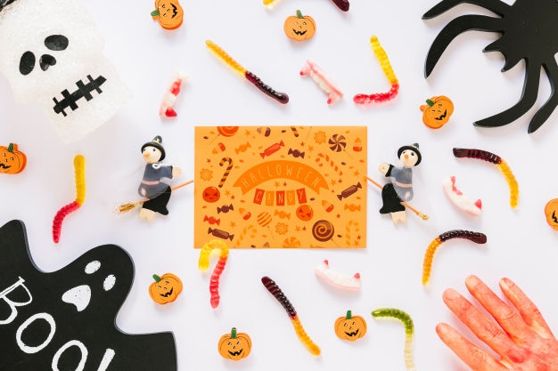 Paper Cover Mockup With Halloween Concept Psd