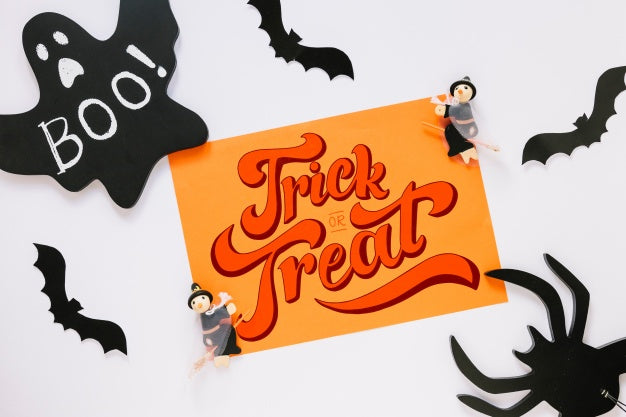 Paper Cover Mockup With Halloween Concept Psd