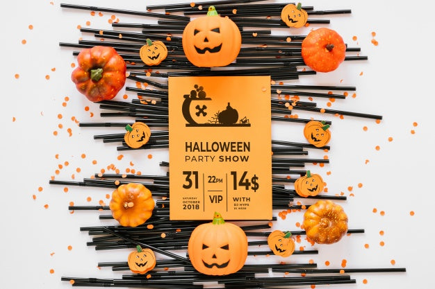 Paper Cover Mockup With Halloween Concept Psd