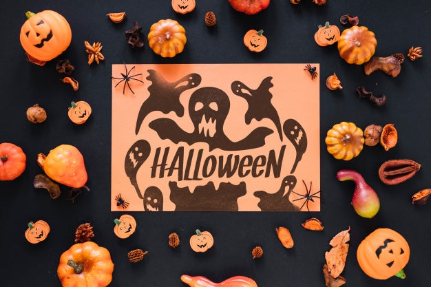 Paper Cover Mockup With Halloween Concept Psd