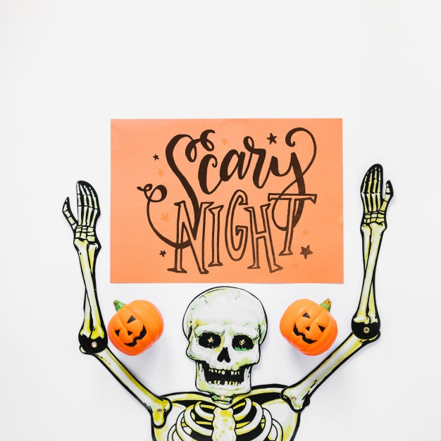 Paper Cover Mockup With Halloween Concept Psd