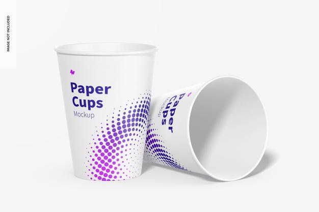 Paper Cups Mockup, Dropped Psd