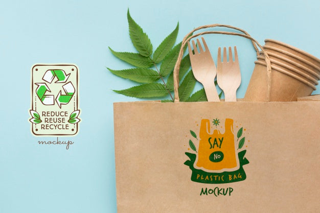 Paper Forks, Cups And Bag Mock-Up Psd