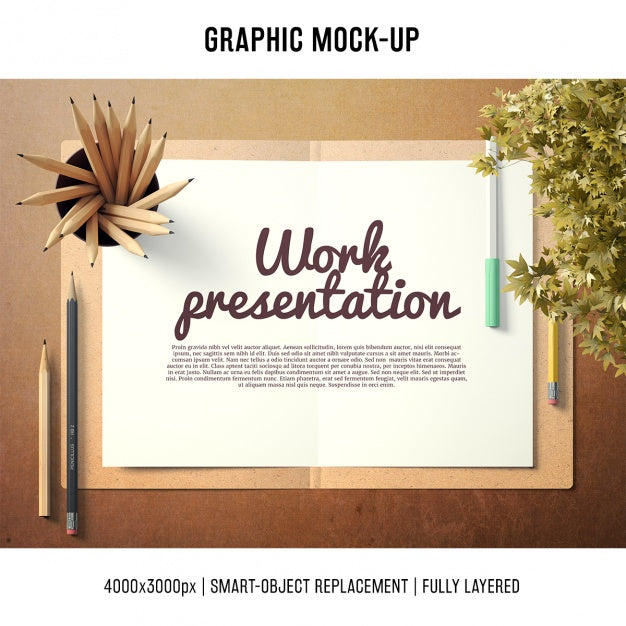 Paper In A Desk Mock Up Template Psd