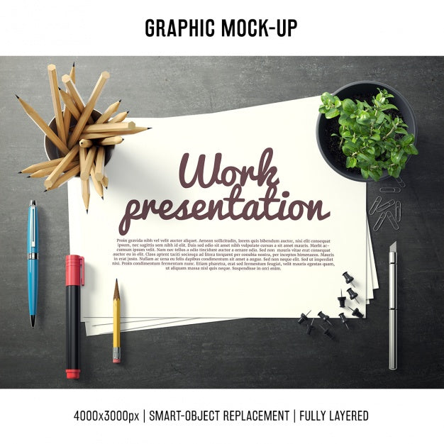 Paper In A Desk Mock Up Template Psd