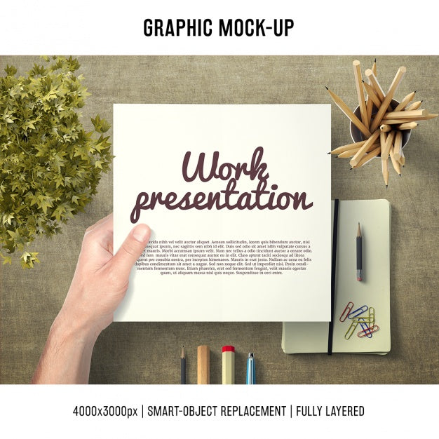 Paper In A Desk Mock Up Template Psd