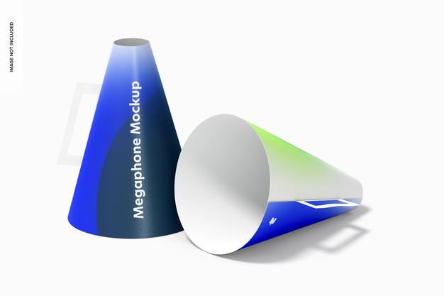 Paper Megaphone Mockup, Front View Psd