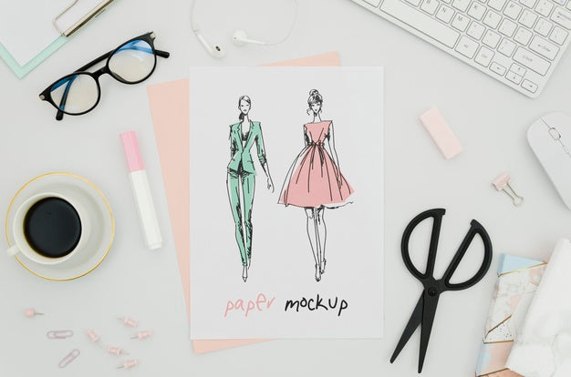 Paper Mock-Up With Dresses Psd