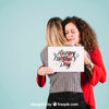Paper Mockup For Mothers Day With Hug Psd