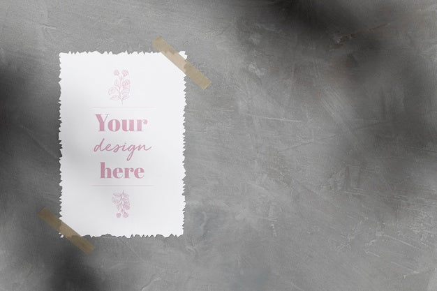 Paper Mockup Sticked To The Wall With Sellotape Psd
