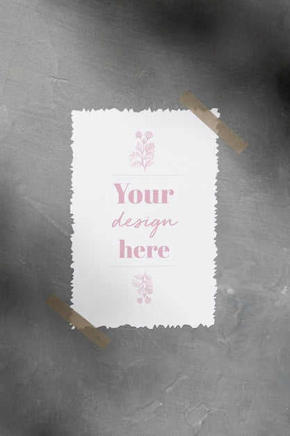 Paper Mockup Sticked To The Wall With Sellotape Psd