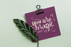 Paper Mockup With Clip And Leaves For Quote Psd