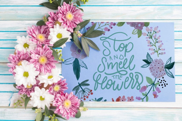 Paper Mockup With Floral Decoration Psd