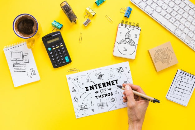 Paper Mockup With Internet Of Things Concept Psd