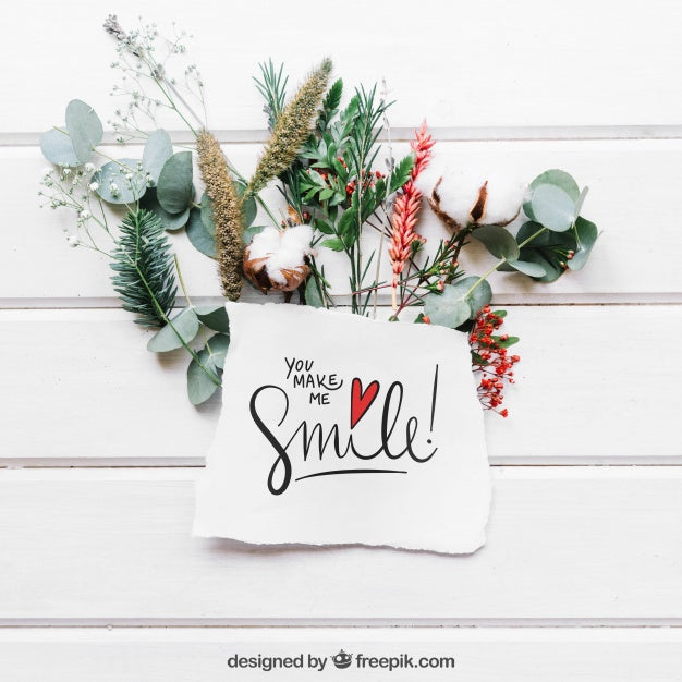 Paper Mockup With Leaves Psd